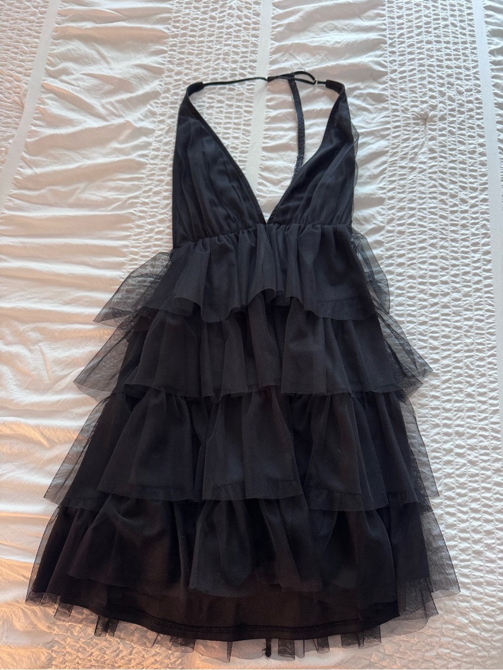 Lucy in the Sky Black Tiered Backless Halter Dress